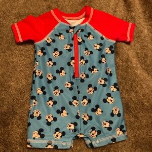 Mickey Mouse Baby Boy One-Piece Rash Guard 0-3 month. Bathing suit